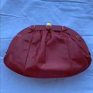 Susan Gail Vintage Genuine Snakeskin Red Clutch
